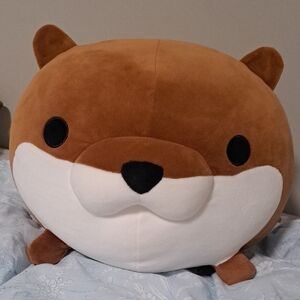 NWT Brown and White Plush Otter Pillow